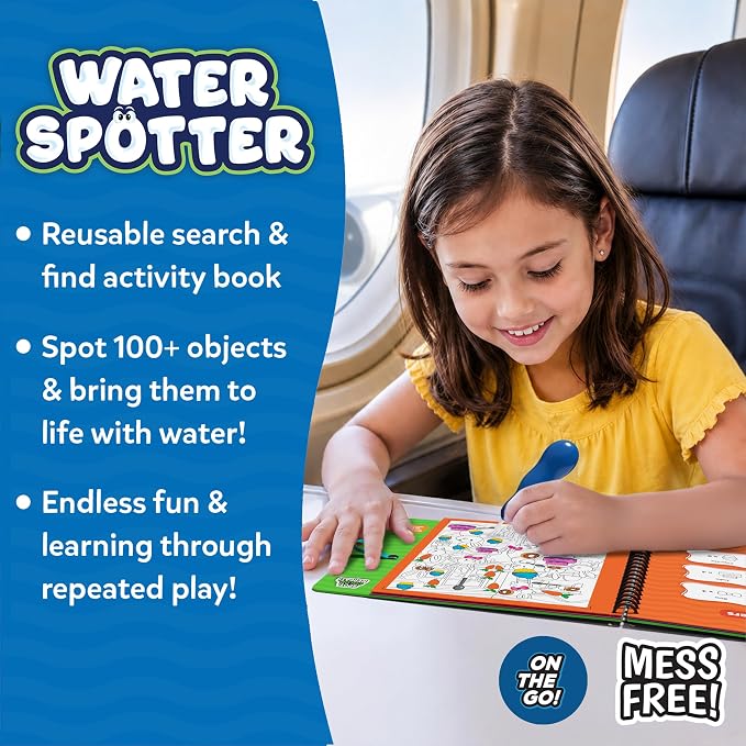 Skillmatics Water Spotter Animals, Travel Toy, Activity Book, Gift for Kids | Paint with Water Kit, Kindergarten Coloring Book, Screen-Free Fun, Mess-Free, For Boys & Girls Ages 4, 5, 6, 7, 8