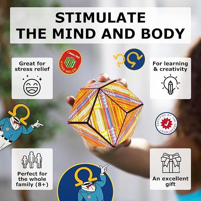 Shashibo DODECA Magnetic Puzzle Cube, Stress Relief Fidget Toy | 100+ Possible Shapes, Sensory Fidget Toy For Adults & Kids, Fun Shape Shifting Puzzle Box For All Ages