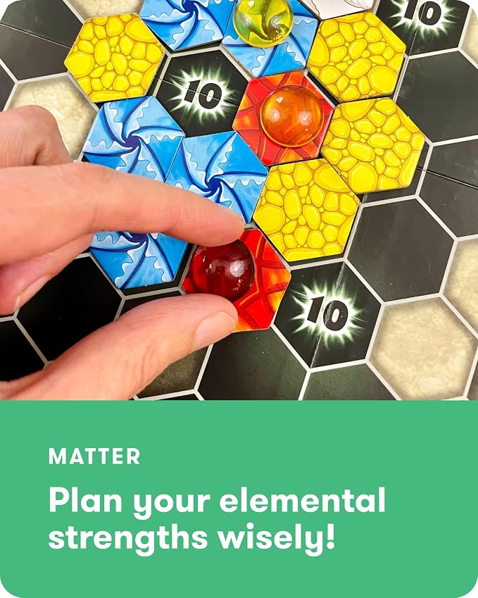 SimplyFun Matter Board Game – Area Control Strategy Game for Teens and Adults Ages 10+ – Includes Game Board, 92 Element Tiles, 56 Elementals, 14 Matter Tiles, 4 Player Screens, 2 Bags – 2-4 Players