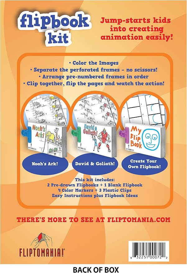 Fliptomania Flipbook Make-Your-Own Flip Book Kit for Kids 3 Pack, D&G, Noah's Ark, & Blank DIY Flipbook Paper, Drawing Kids Arts & Crafts Project Set, Boys & Girls Arts and Crafts for Kids Ages 8-12