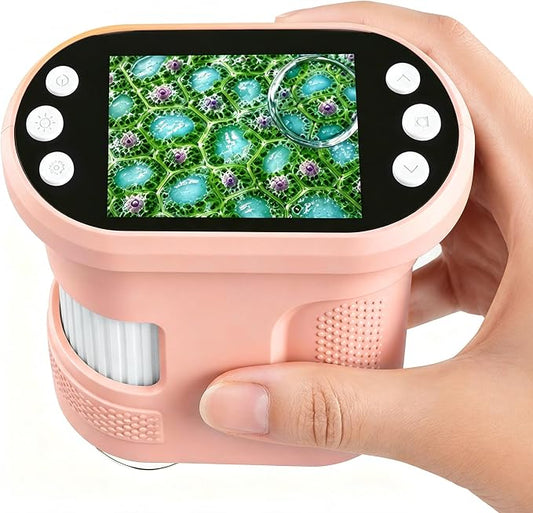 Kids Digital Microscope, 1000X Handheld Pocket Microscope STEM Science Toy | 2.0" IPS Screen, 8 LED Lights, Photo & Video Capture, Rechargeable Design, Educational STEM Gift for Kids Ages 3-12