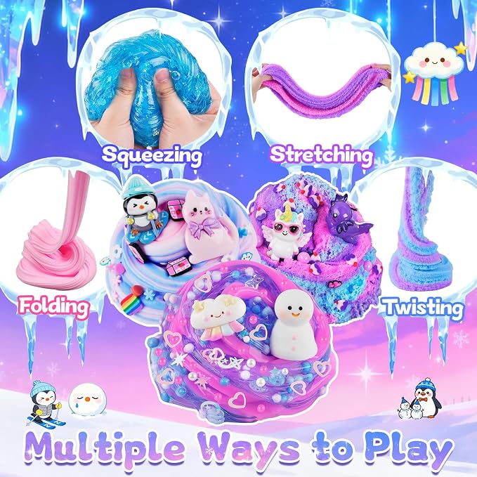 6-Pack Animal Slime Kit for Kids, Butter Cloud Squishy Birthday Gift Set | Animal wonderland party favor, goodie bag stuffer, Halloween Christmas gift and sensory slime toy for kids ages 4-10