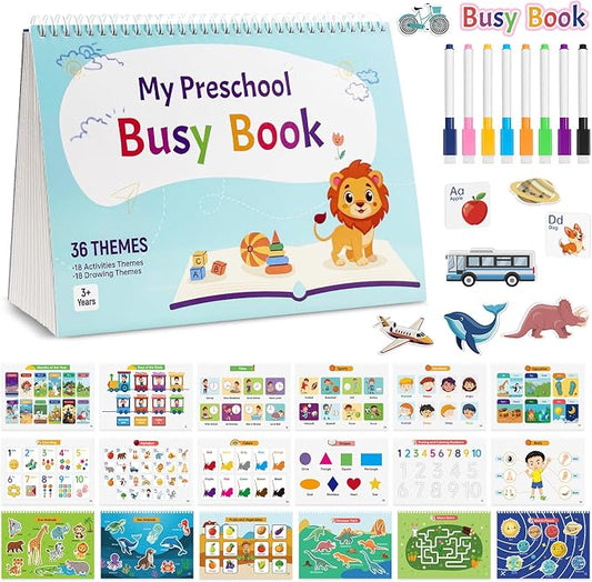 Busy Book for Toddlers - 36 Themes Preschool Learning Activities, Educational Travel Toys for Kids Ages 3+, Montessori Sensory Toys for Autism, Christmas & Birthday Gifts for Boys & Girls