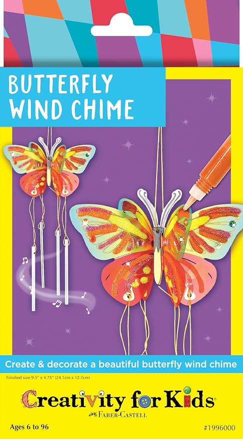 Creativity for Kids Butterfly Wind Chime Kit | Make & Display a Colorful DIY Wind Chime with Easy Crafting | Relaxing Screen-Free Creative Activity for Kids (Ages 6+)