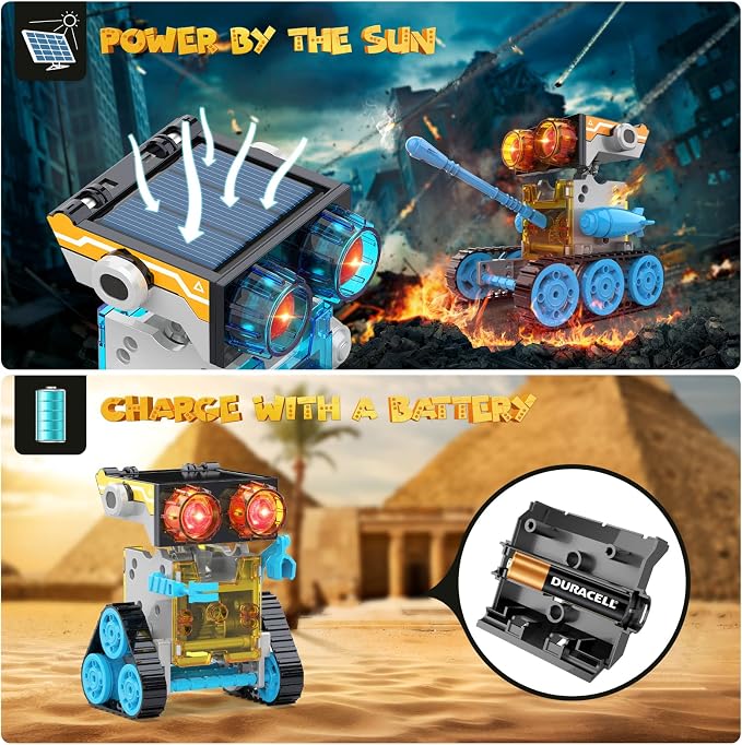 Wesfuner 30-in-1 Solar Robot Kit - 243 Pieces, STEM Educational Building Set for Kids Aged 8-12, Science Experiment Gift for Birthdays (Blue)