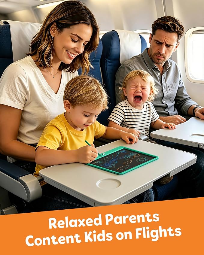 12 Inch LCD Writing Tablet for Kids, Coloring Drawing Pad, Mess Free Doodle Board, Airplane Travel Toys for Boys and Toddlers, Road Trip Essentials, Gifts for 3-8 Year Old Girls(DarkGreen)