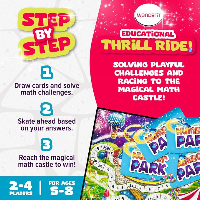 Number Park - Addition & Subtraction Math Board Game for Kids Ages 5-8 - Fun STEM Learning Game for Kindergarten, 1st & 2nd Grade, Homeschool & Classroom - 1-4 Players