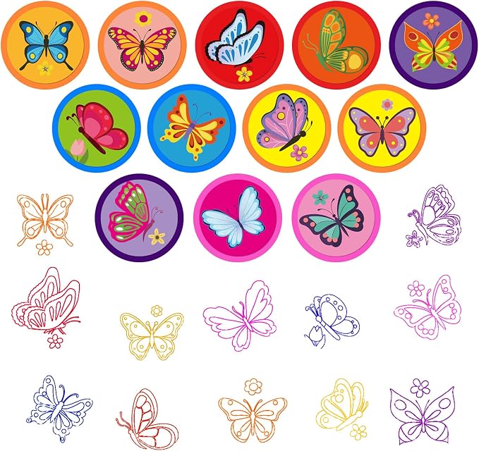 Cinrobiye 24 Pcs Butterfly Stampers Party Favor Set, Cute Butterfly Stamps for Kids Birthday Party, Classroom Rewards, Carnival Prizes, Goody Bag Fillers,Themed Party Supplies