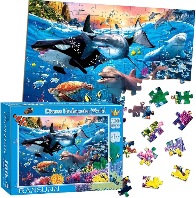 100 Piece Puzzles for Kids Ages 4-6 6-8 Year Old - Underwater World | Kids Puzzles Ages 5-8, Jigsaw Puzzle for Adults Toddler Children, Birthday Gifts for Boys & Girls, Learning Educational Toys