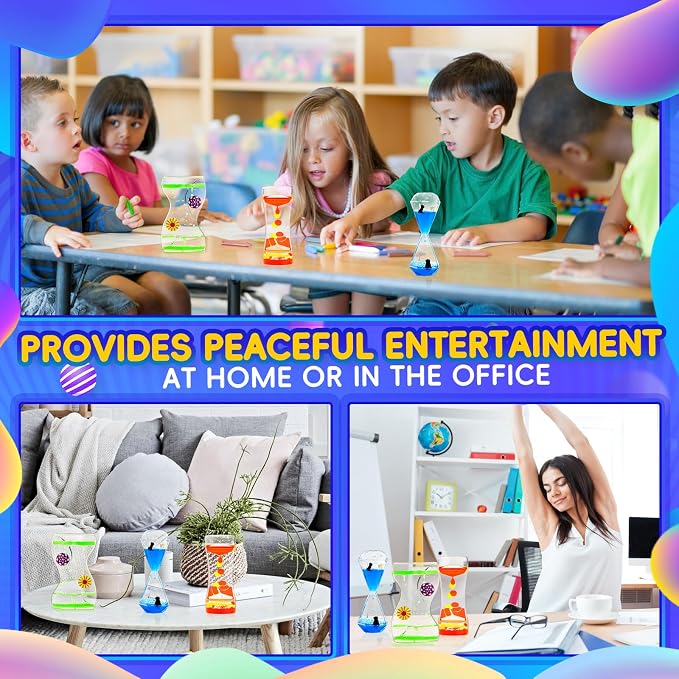 TKTM Liquid Motion Bubbler 3 Pack, Quiet Visual Calming Timer Toy | Sensory Fidget for Kids & Adults, No Batteries Required, Relaxing Desk Gadget for Classroom Therapy Office