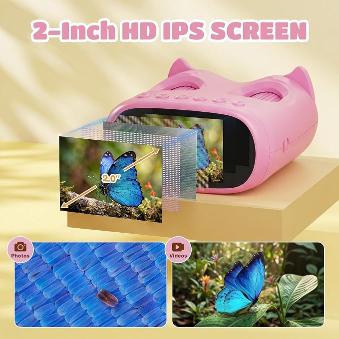 1000X Digital Microscope for Kid Handheld: 2-in-1 Telescope Portable STEM Toy - Birthday Gift for Boy Girl - Science Kits 10X Magnifying Glass for Age 3-8 8-12 USB Gadget Pink