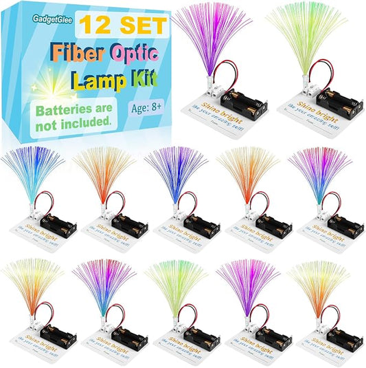 12 Bulk STEM Kits for Kids 8-12 Crafts, Science Projects Classroom Activities, Fiber Optic Light Experiments Craft Kit, Simple Electrical Circuits 4th 5th Grade, STEAM Return Gifts 8 9 10 11 Year Old