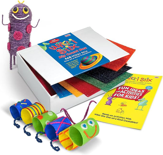 WikkiStix Big Count Box, 468 Wikki Stix - 13 Colors in Cool Storage Box with a 12 Page idea Booklet, Made in The USA
