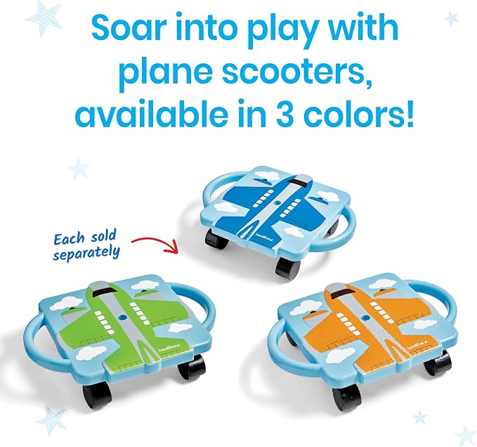 hand2mind Orange Plane Glider Scooter Board, Gross Motor Toys, Ages 5+ | Floor Scooter Board, Physical Education Equipment, Playground Toys, Indoor Play, Toddler Outdoor Activities