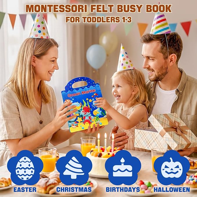 Activity Books for Toddlers 1-3|Felt Montessori Busy Book for Toddlers | Educational Learning Toys for 2 Year Olds|Preschool Sensory Fine Motor skills Sorting Birthday Gifts