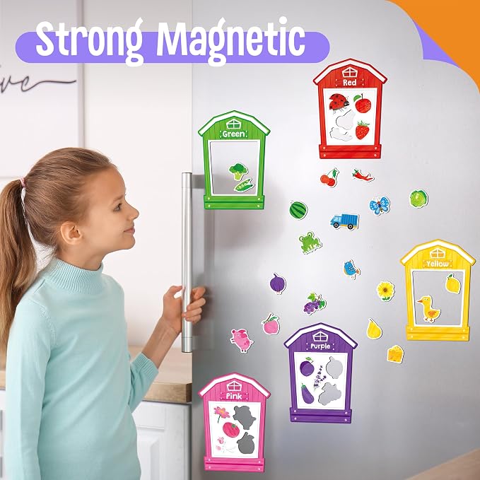 12 Pieces Magnetic Color Sorting Toys, 60 Color Magnets Educational Refrigerator Whiteboard for Baby Toddlers Kids Magnets
