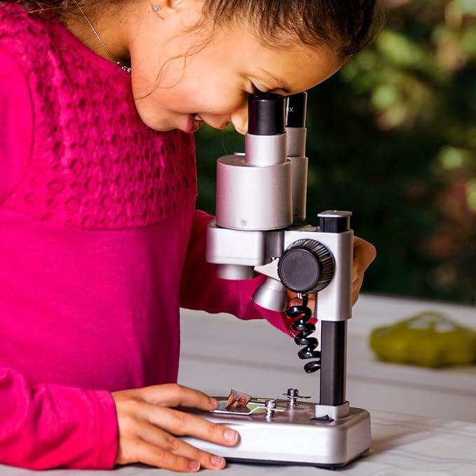 National Geographic Dual LED Kids Microscope - 50+ pc Science Kit with 10 Prepared Slides & 10 DIY Blank Slides, Biology Experiment Activity, Microscope Kit for Kids 8-12 (Amazon Exclusive) | Dual LED Illumination, 10 Prepared Slides, 10 Blank Slides, ...