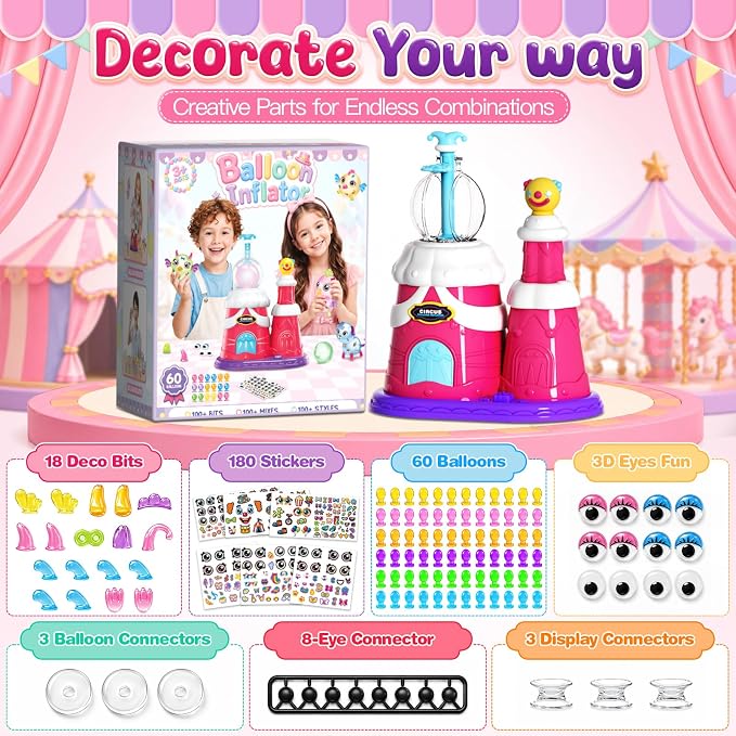 Innofans DIY Balloon Craft Kit with Sticker Decorated Balloons Toy for Kids, Craft Kit for Kids 4-8, Arts & Crafts Girls Toys, DIY Creative Activity, Christmas Birthday Gifts for Girls Boys Ages 3+