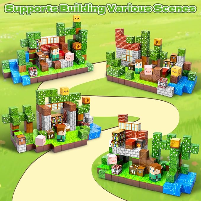 150PCS Magnetic Blocks - 0.8" Magnetic Building Blocks for Kids | Educational Magnet Blocks, Magnetic Cubes Tiles, STEM Toys, Christmas Birthday Gifts for Boys & Girls Ages 3 4 5 6 7 8 9 10