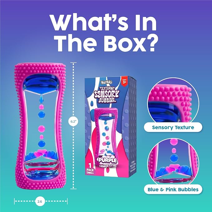 BUNMO Liquid Motion Bubbler Sensory Toy for Kids & Adults – Gentle Fidget Toy for Mindfulness – Stimulating Visual Sensory Experience – Colorful Bubble Fidget Timer for Desk & Travel - Purple