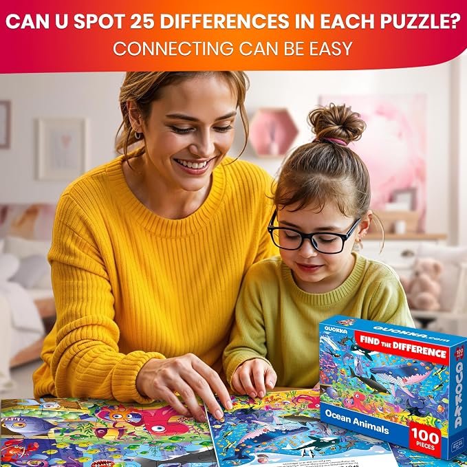 100 Piece Puzzles for Kids Ages 6-8 - 4 Jigsaw Kids Puzzles Ages 4-6 | Search and Find Ocean Forest Animals - Kids Puzzles Ages 5-8 - Learning Educational Game Toys for Children Ages 8-10