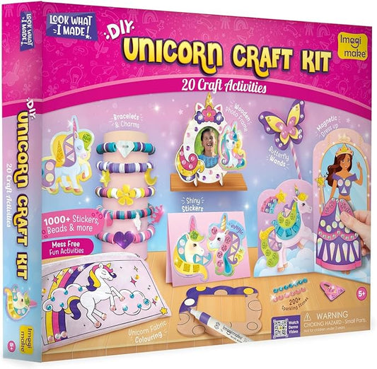 Imagimake Unicorn Craft Kit, 20 Mess-Free Creative Activities for Girls | Bracelet Making, Magnetic Dress-Up, Stickers & DIY Room Décor, Birthday Gift for Girls Ages 5,6,7,8,9,10,11,12 Years Old