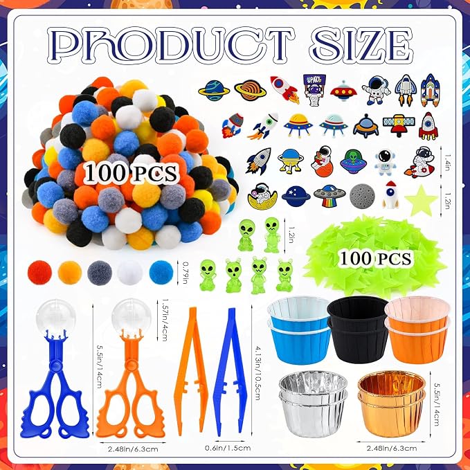 247 Pcs Astronaut Sensory Bin Filler Space Galaxy Alien Counting Sorting Sensory Bin Items Fine Motor Counts for Summer Sorting Counting