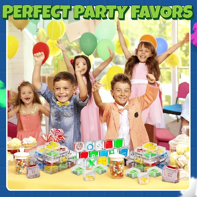 Mini Cube Puzzle Games (24-Pack) 3D Brain Teaser Maze Ball Party Favors | 1.5-In IQ Balance Puzzle Boxes for Kids, Teens & Adults, Mini Games, Goodie Bags, Stocking Stuffers & Carnival Prizes
