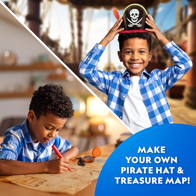 National Geographic Pirate Telescope Adventure Activity Kit for Kids | Treasure Hunt Map, Pirate Hat and Map, Spyglass, Compass, Replica Doubloon and Pyrite, Imaginative Play, Birthday Gift