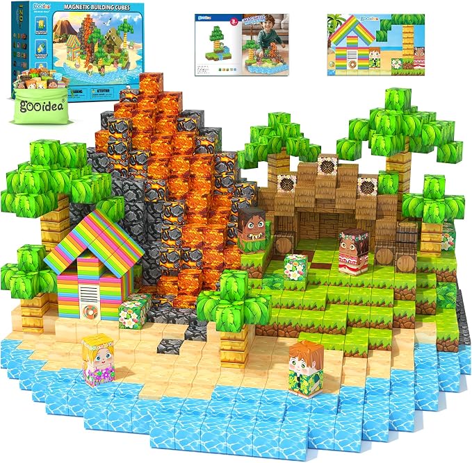 120PCS Magnetic Blocks Hawaii Mine Magnet World Building Cubes for Kids 3+ | Magnet Building Blocks, STEM Sensory Educational Toys, Christmas Birthday Gifts for Boys Girls, Outdoor Kids Toys
