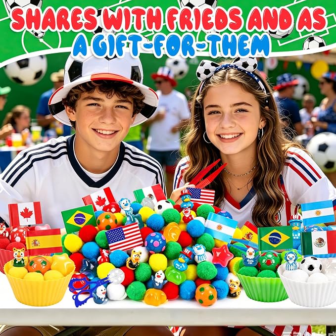 305PCS Soccer Sensory Bin Filler Soccer Fine Motor Sensory Bin Items Includes Pom Poms Soccer Duck Resin for Counting Sorting Training