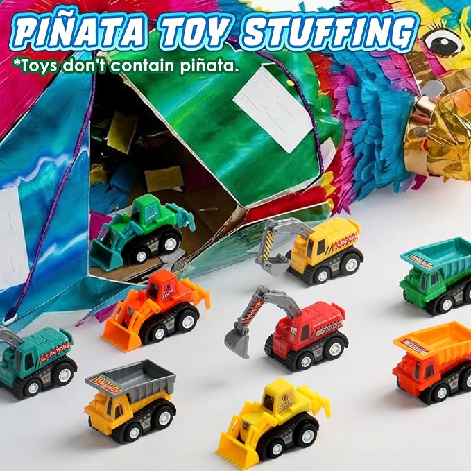 Fajiabao Construction Toy Cars for Toddlers 3+ Mini Pull Back Cars Boy Toys | Small Truck Sensory Bin Bulk & Goodie Bag Stuffers Party Favors for Kids 3-5 Gifts for Boys & Girls (Color Random)