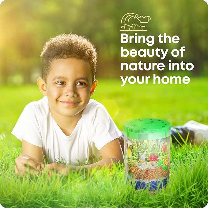 Light-Up Terrarium Kit for Kids - STEM Science Kit - Educational DIY Toy | Birthday Gift for Boys & Girls - Craft Project Idea for Ages 6 7 8 9 10 11 12 Year Old - Craft for Boys