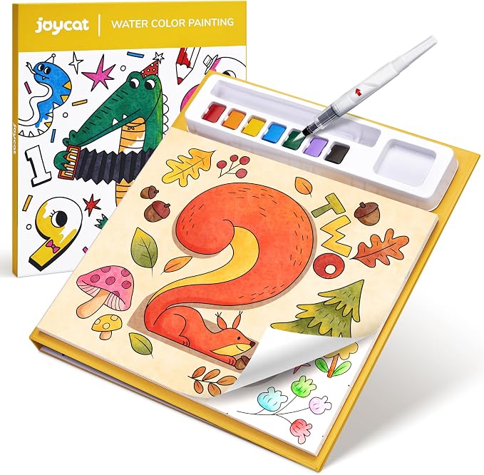 JoyCat Paint with Water Coloring Books for Toddlers (Numbers) | Watercolor Painting Set for Kids Ages 3-5 & 4-8, Arts & Crafts Drawing Activity Travel Toy, Birthday Gifts for Boys & Girls