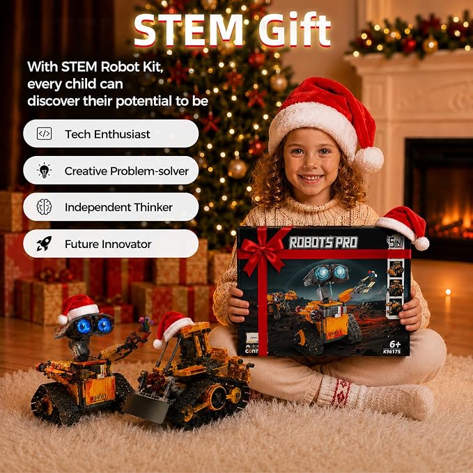 5in1 STEM Robot Building Kit, Remote & App Control, 600+ Pieces, Creative Coding Toy Gift for Kids Boys Girls Age 6-13
