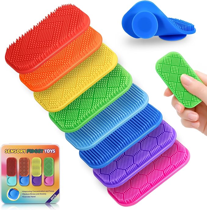 Sensory Fidget Toys for Kids Adults, Sensory Calm Strips for ADHD, Autism with Suction Cups, Texture Relief Toys for Kids Over 3 Years