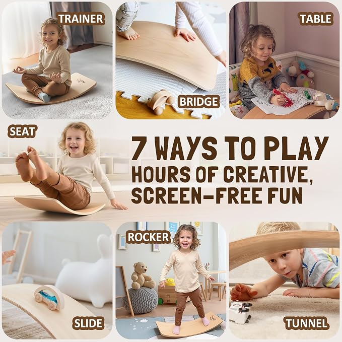 NUTTY TOYS Montessori Wooden Wobble Board for Kids & Adults -100% Natural Wood Balance Board, Waldorf Toddler Balancing Toy, Unique Boy Girl Open Ended Toy Best Valentines Day & Easter Gifts Idea 2026