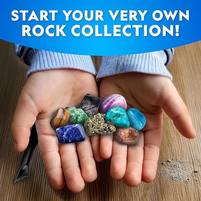 National Geographic Gigantic Gemstone Dig Kit with 50 Real Gemstones | Giant Dig Brick, Amethyst, Quartz & Tiger's Eye, Gem Mining Activity, Excavation Tools, Magnifying Glass, Birthday Gift