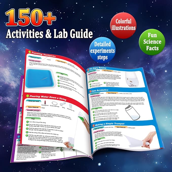 PATIFEED 150 Experiments Science Kit for Kids Chemistry Set | S.T.E.M Toys, Break Your Own Geodes, Volcano Eruption, Crystal Growing, Gift Ideas for Boys Girls