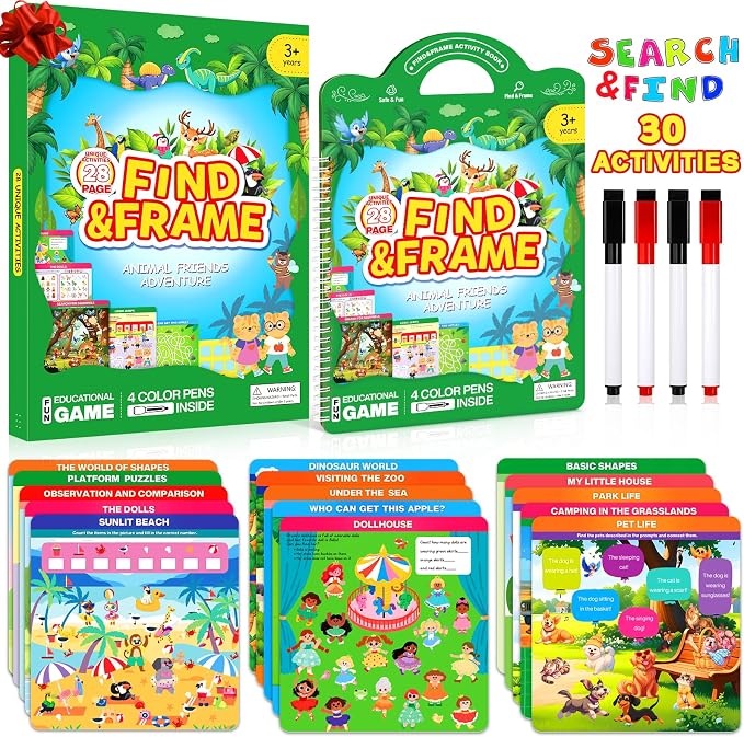 Search and Find Activity Books for Kids Ages 3-5, Toddler Toys Travel Games | Kids Busy Book for Car Airplane Road Trip Essentials, Perfect Easter Christmas Birthday Gift, Preschool Learning Activities