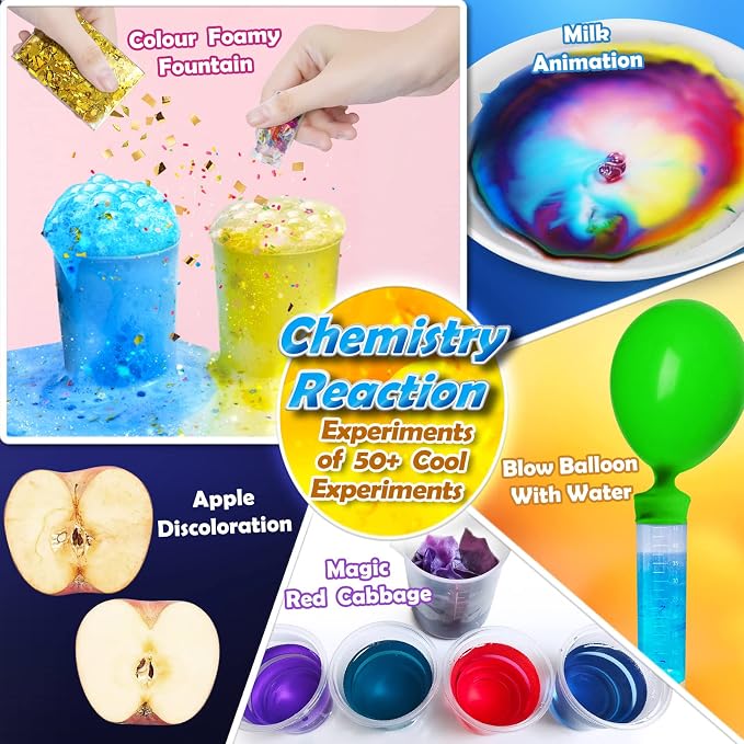 UNGLINGA 50+ Science Lab Experiments Kit for Kids, STEM Activities | Educational Scientist Toys Gifts for Boys Girls Chemistry Set, Gemstone, Volcano Eruption