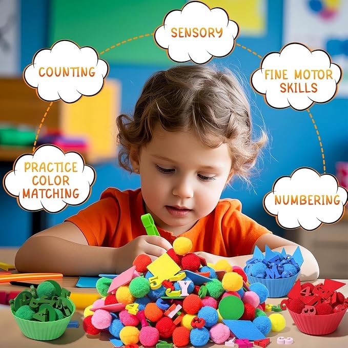 270 Pcs Numbers and Letters Sensory Bin Items Back to School Counting Sorting Sensory Bin Filler Fine Motor Numbers and Letters Geometric Figure Counts for Easter Spring Summer Sorting