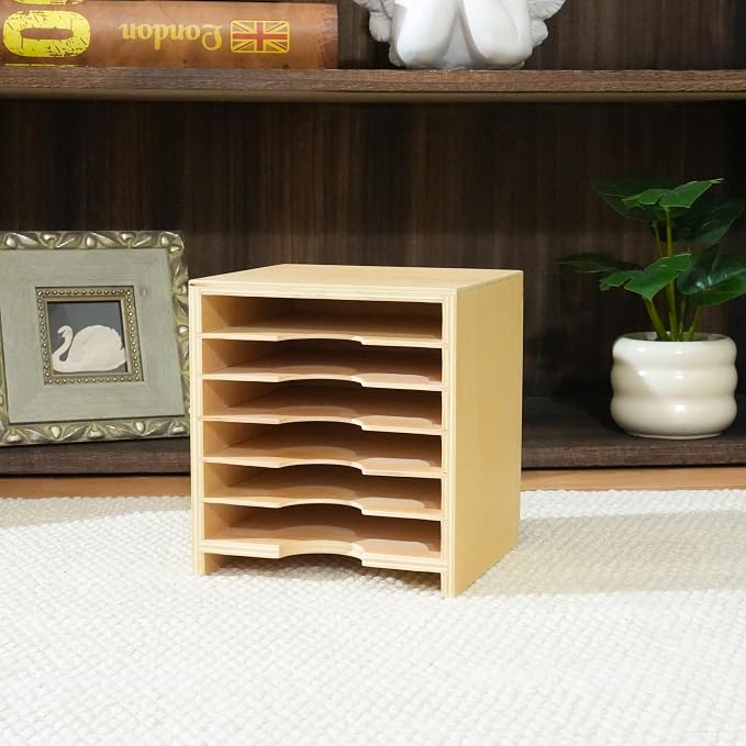 Premium Montessori Card Cabinet – 6-Layer Wooden Storage Organizer for Geometric Cards, Nomenclature & Learning Materials, Compact Classroom Organization, Homeschool Kids Ages 3-6 (No Assembly)
