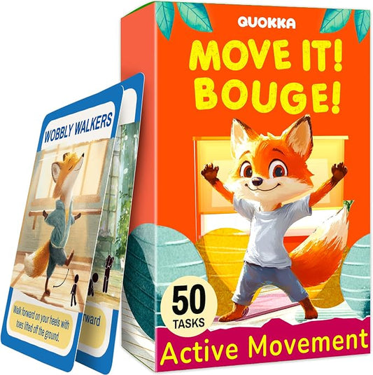 Active Movement Game for Kids Ages 6–8 - Educational Card Game | Animal-Themed Card Set with 50 Movement Tasks for Indoor and Outdoor Brain Breaks, Home and Classroom Activities