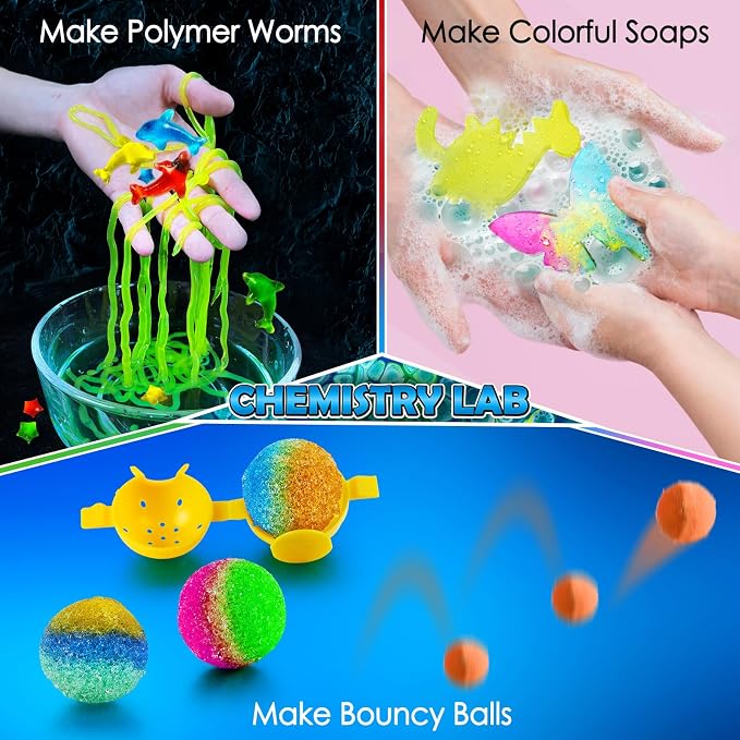 UNGLINGA 260+ Experiments Science Kits for Kids, S.T.E.M Science Projects | Dig Volcano Gemstones Crystal Making Soap bouncy ball, Christmas Birthday Toys Gifts Idea for Boys Girls, Scientist Set