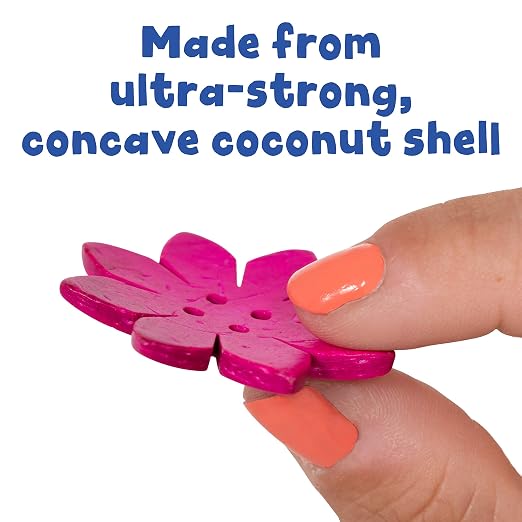 READY 2 LEARN Coconut Flowers, Set of 50, 6 Shapes, 5 Colors | Hand-Made, Natural Counters for Kids, Perfect for Crafts and Jewelry Making