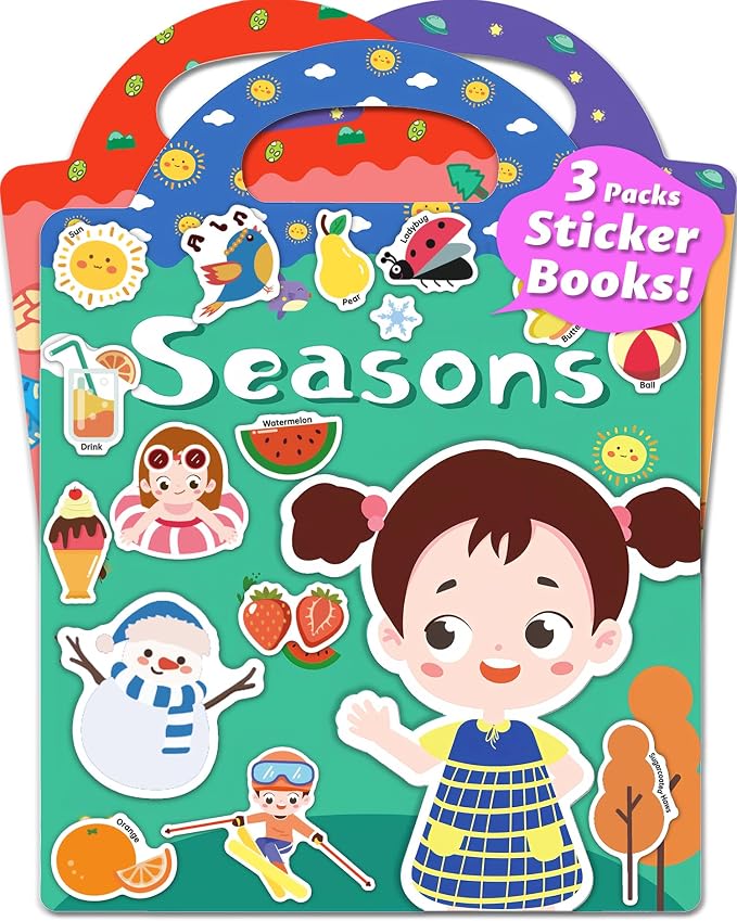 Walenced Reusable Sticker Book for Toddlers, Stickers for Kids, Toddler Toy | Toddler Craft Activities, Toddler Travel Toys, Boy Girl Birthday Gifts, Airplane Travel & Road Trip Essentials Kids