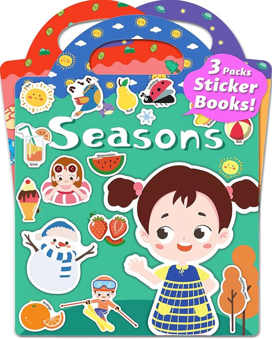 Walenced Reusable Sticker Book for Toddlers, Stickers for Kids, Toddler Toy | Toddler Craft Activities, Toddler Travel Toys, Boy Girl Birthday Gifts, Airplane Travel & Road Trip Essentials Kids