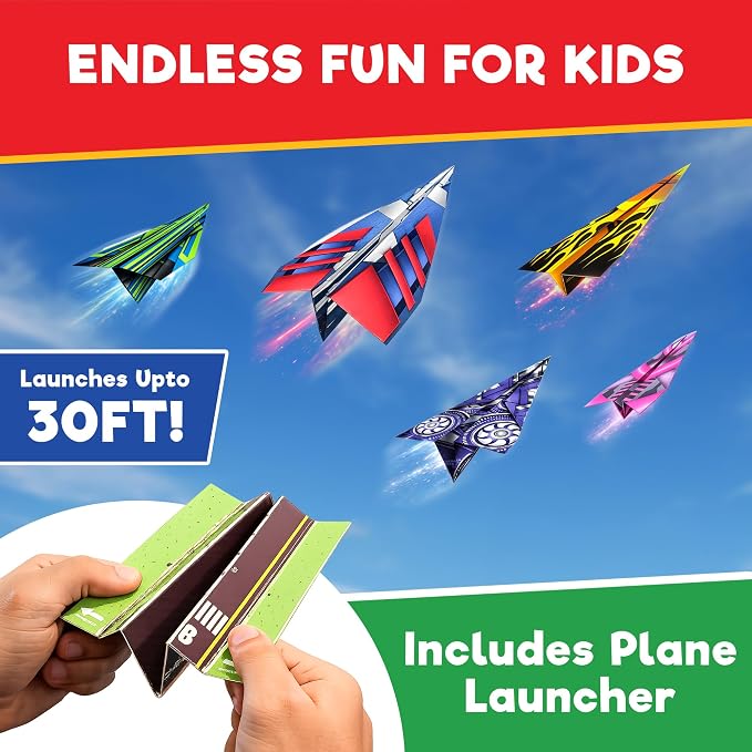 Doctor Jupiter Paper Airplane Book Kit for Kids Ages 4+, Craft Toy | Birthday Gift Ideas for Boys & Girls Ages 4,5,6,7,8,9,10, Origami Kit, STEM Learning Toy, 120+ Planes, 1200+ Stickers
