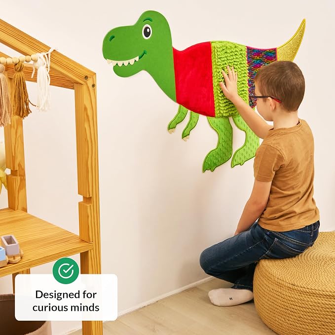Sensory Wall Panel for Kids | Touch, Feel & Learn | Dinosaur Sensory Room Toys | Activity Play Panels | Wall Busy Board | Calm Down Corner Equipment | Flip Sequin Fabric | Autism, ADHD, Anxiety